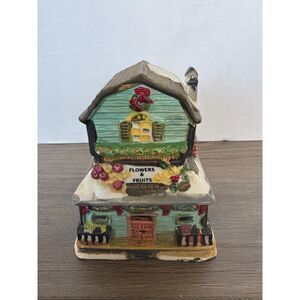 Flowers & Fruits Christmas Village House Ceramic Miniature Holiday Building